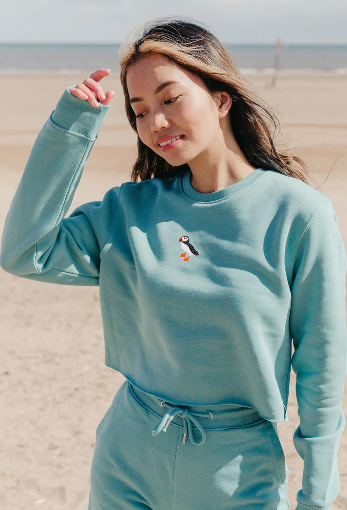 puffin womens cropped sweatshirt Big Wild Thought