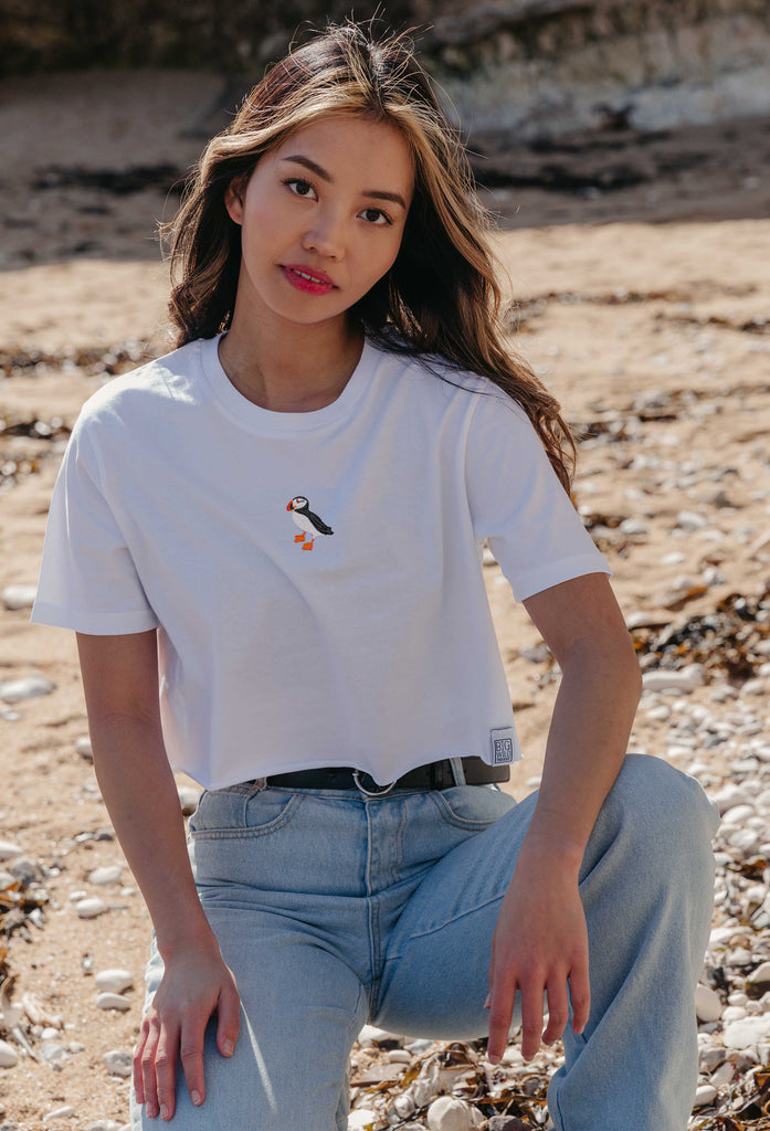 puffin womens cropped t-shirt Big Wild Thought