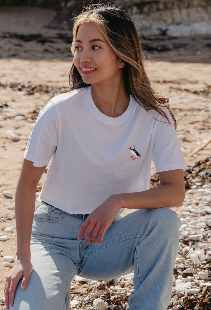 puffin womens cropped t-shirt Big Wild Thought