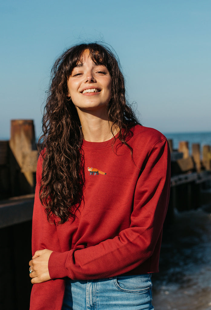 red panda womens cropped sweatshirt Big Wild Thought