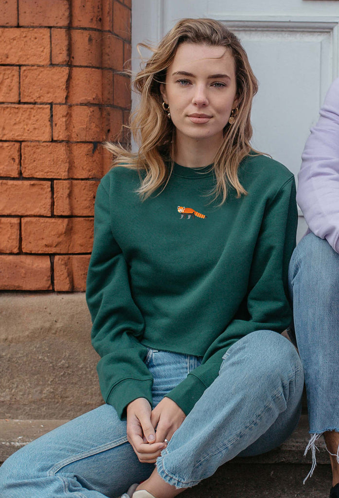red panda womens cropped sweatshirt Big Wild Thought