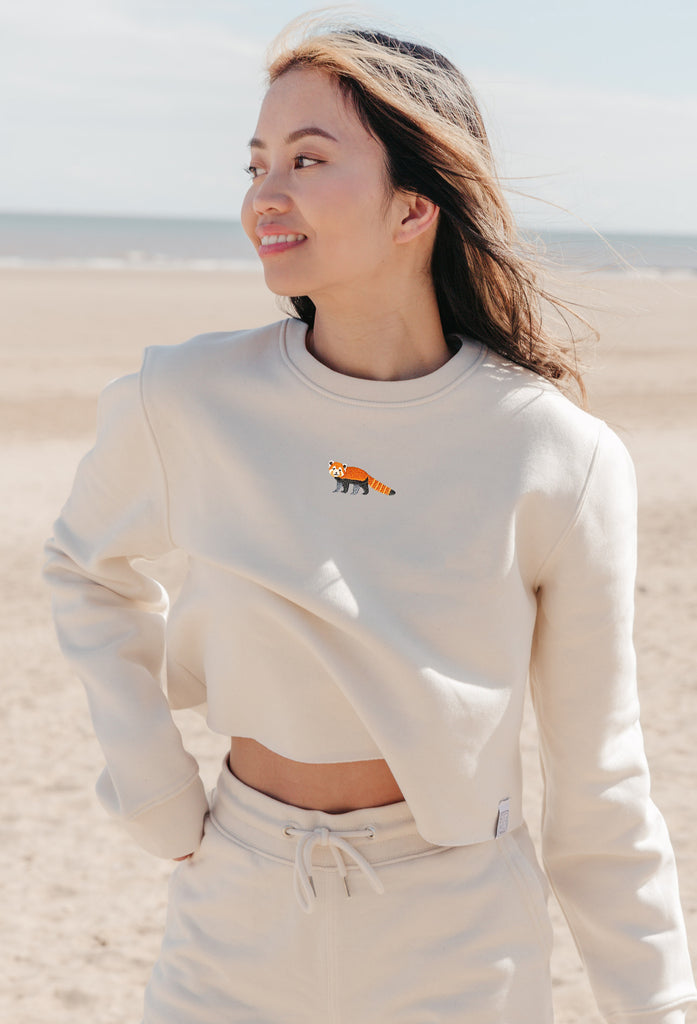 red panda womens cropped sweatshirt Big Wild Thought