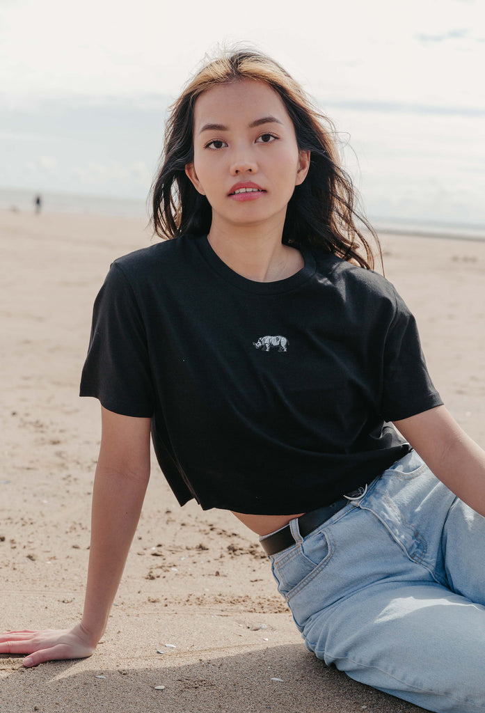 rhino womens cropped t-shirt Big Wild Thought