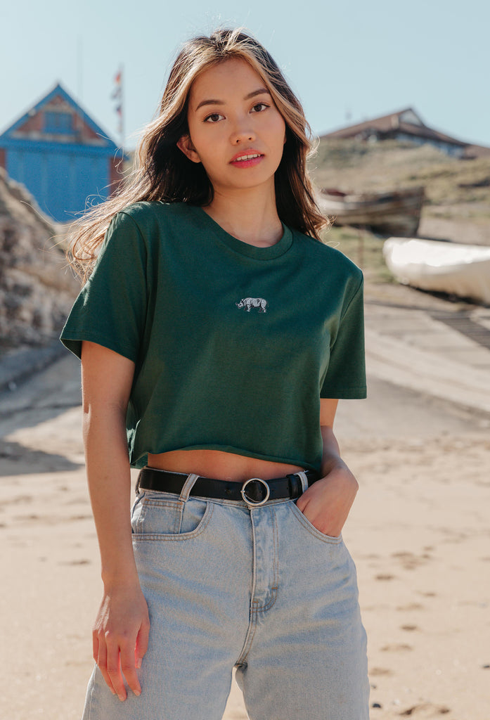 rhino womens cropped t-shirt Big Wild Thought