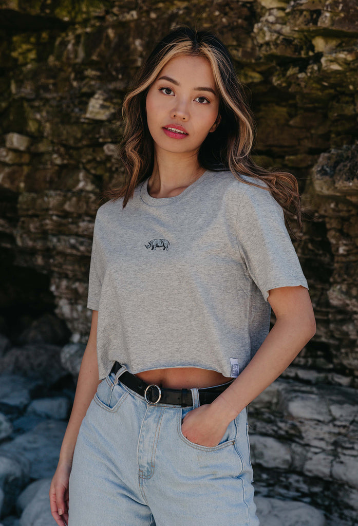 rhino womens cropped t-shirt Big Wild Thought