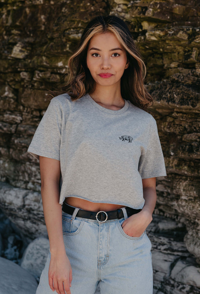 rhino womens cropped t-shirt Big Wild Thought