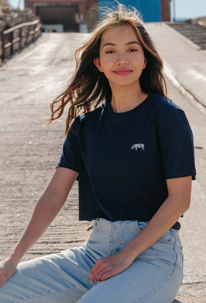rhino womens cropped t-shirt Big Wild Thought