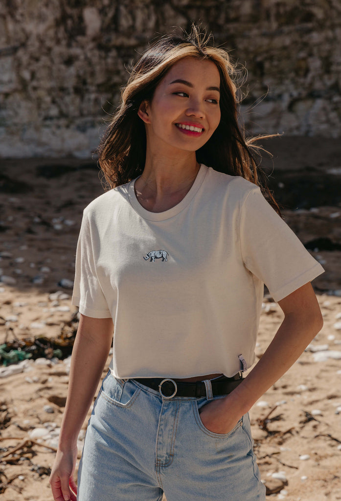 rhino womens cropped t-shirt Big Wild Thought