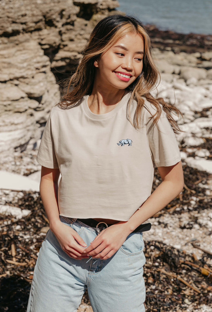 rhino womens cropped t-shirt Big Wild Thought
