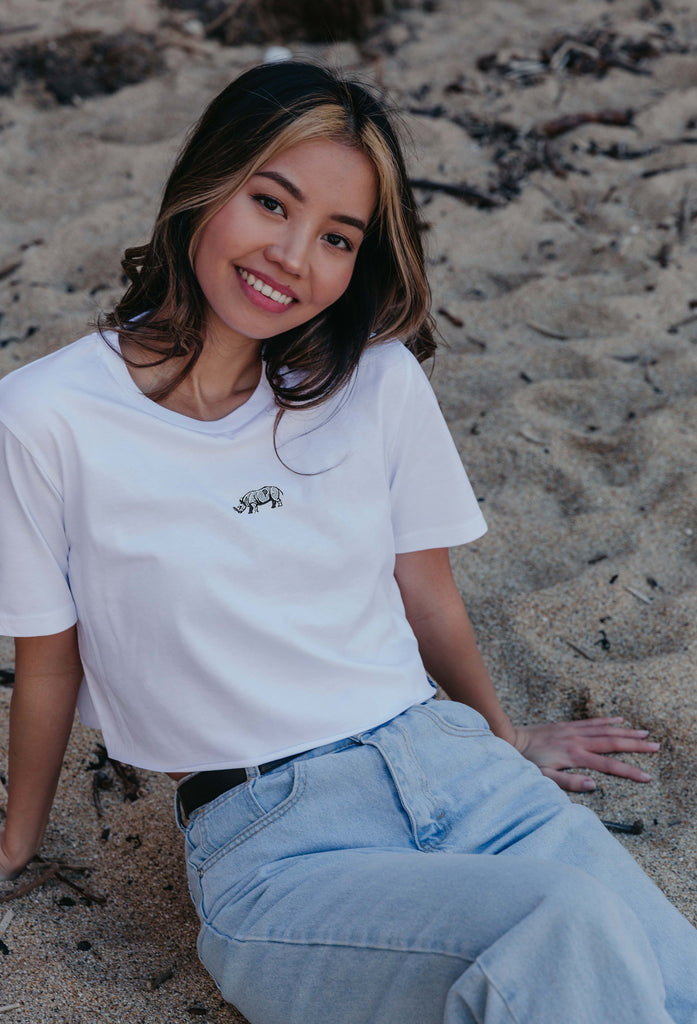 rhino womens cropped t-shirt Big Wild Thought