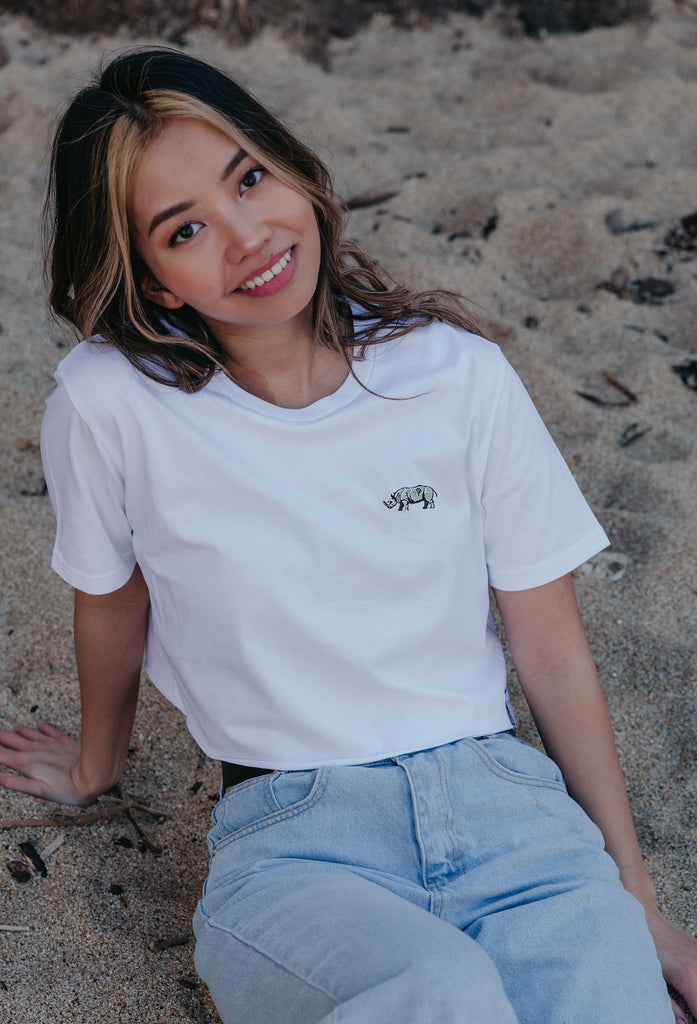 rhino womens cropped t-shirt Big Wild Thought