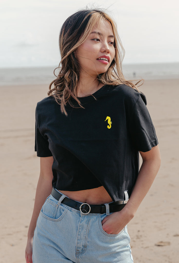 seahorse womens cropped t-shirt Big Wild Thought