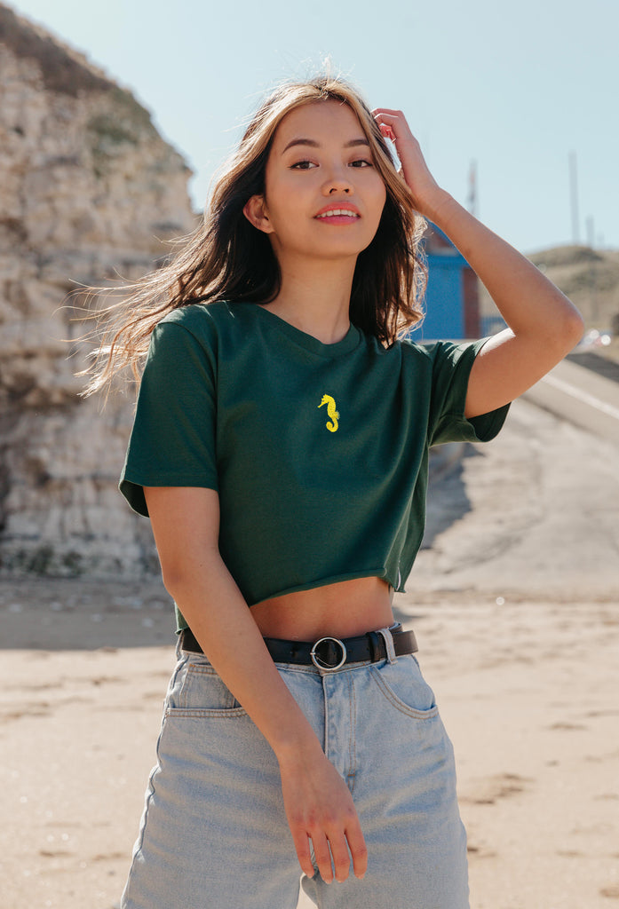 seahorse womens cropped t-shirt Big Wild Thought