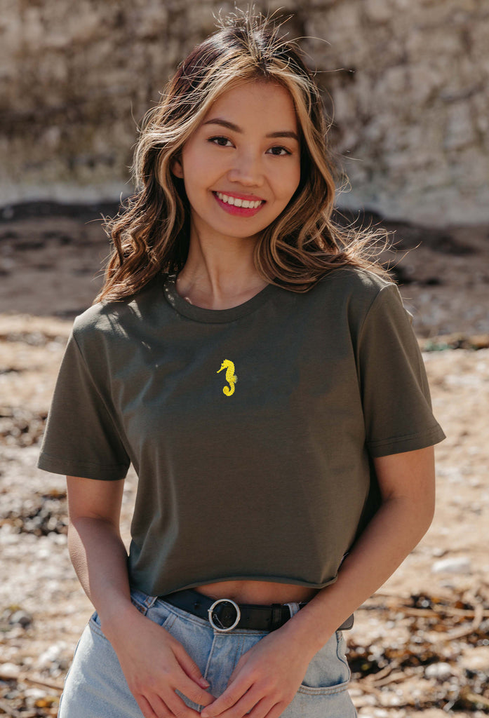 seahorse womens cropped t-shirt Big Wild Thought