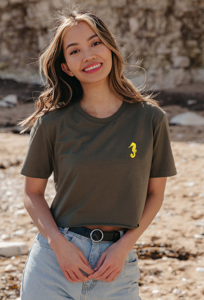 seahorse womens cropped t-shirt Big Wild Thought