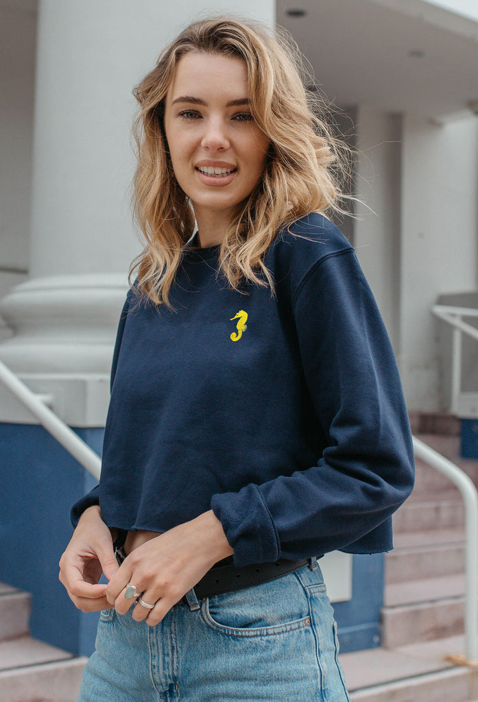 seahorse womens cropped sweatshirt Big Wild Thought