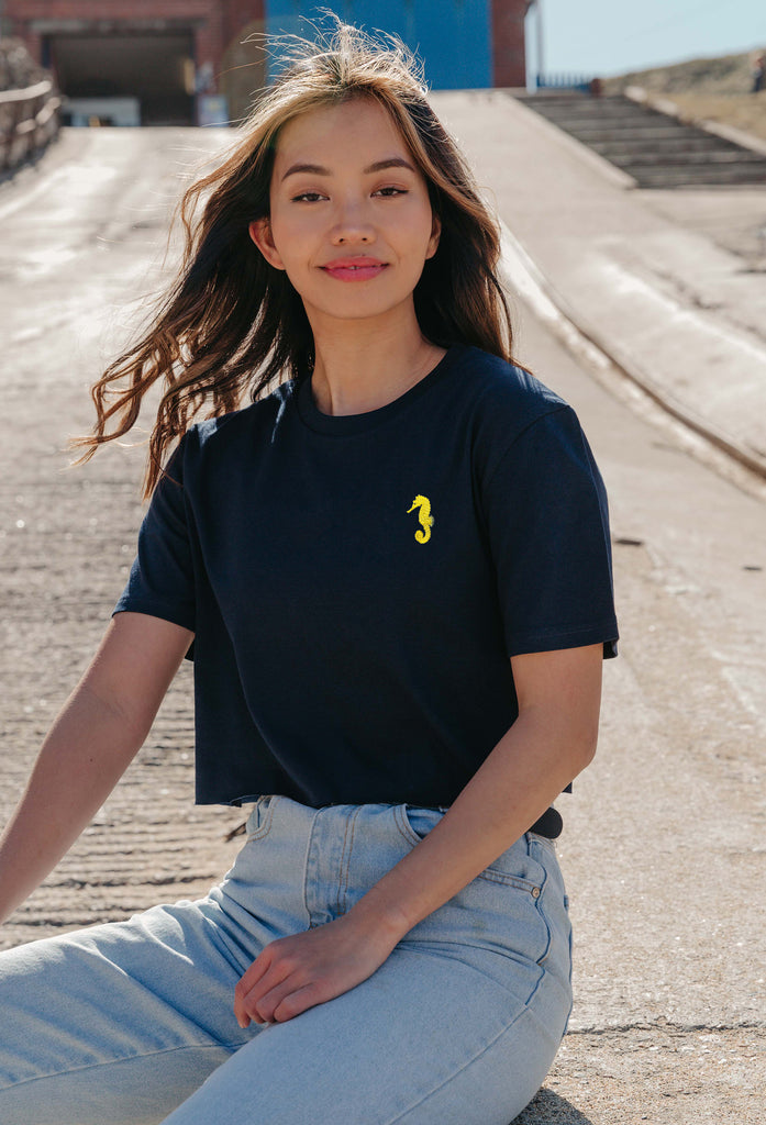 seahorse womens cropped t-shirt Big Wild Thought