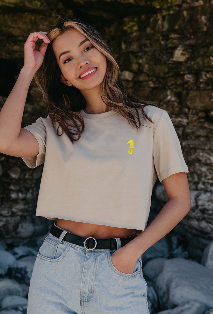 seahorse womens cropped t-shirt Big Wild Thought
