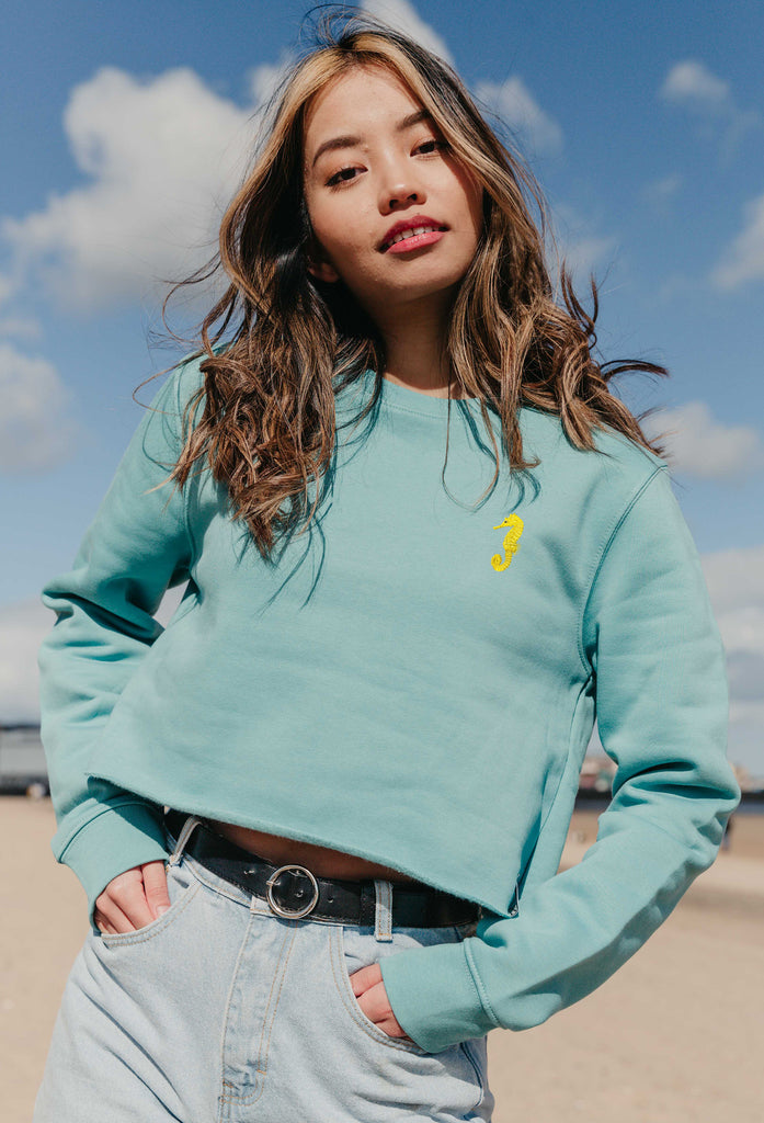 seahorse womens cropped sweatshirt Big Wild Thought