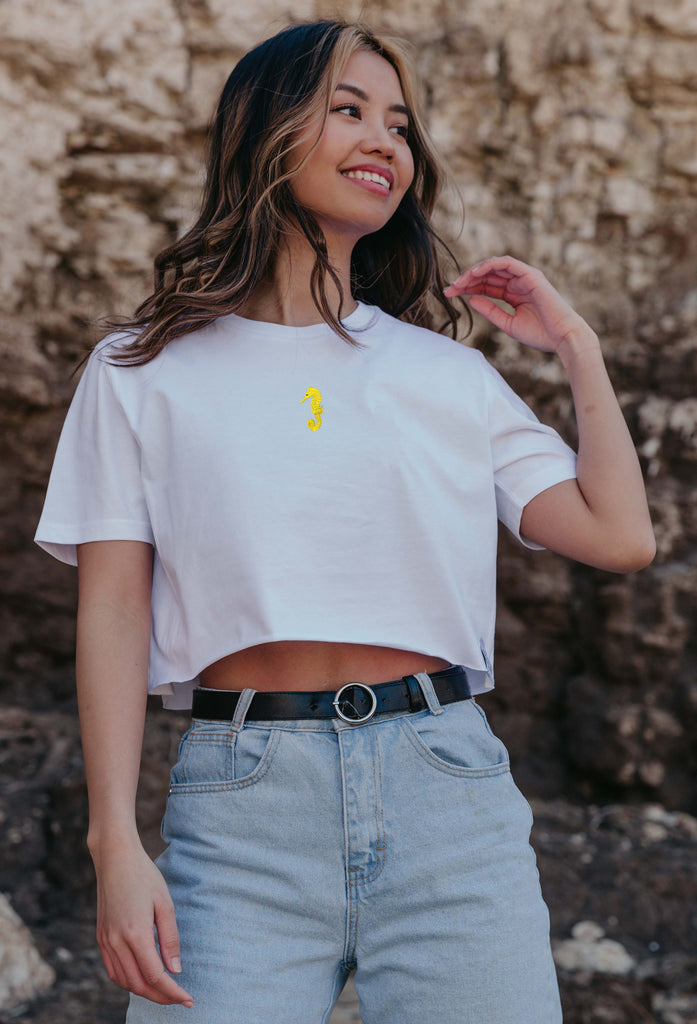 seahorse womens cropped t-shirt Big Wild Thought