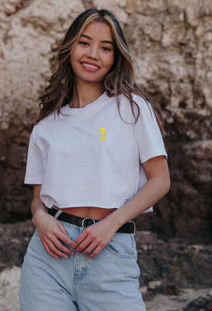 seahorse womens cropped t-shirt Big Wild Thought