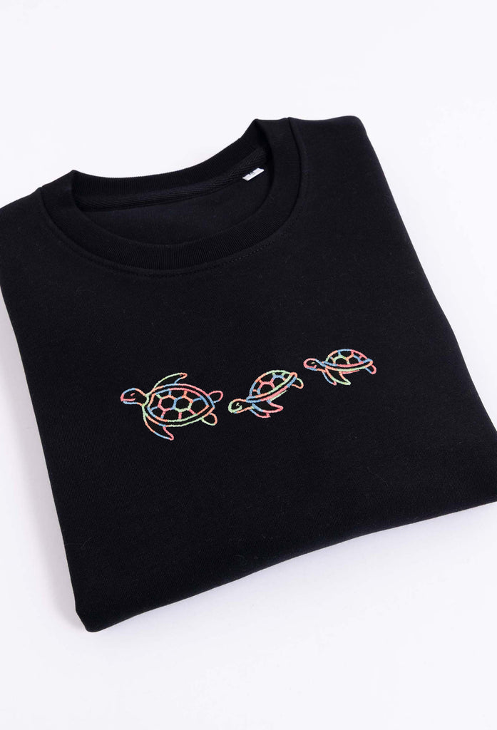Family of Sea Turtles Unisex Embroidered Organic Sustainable Sweatshirt Jumper Big Wild Thought