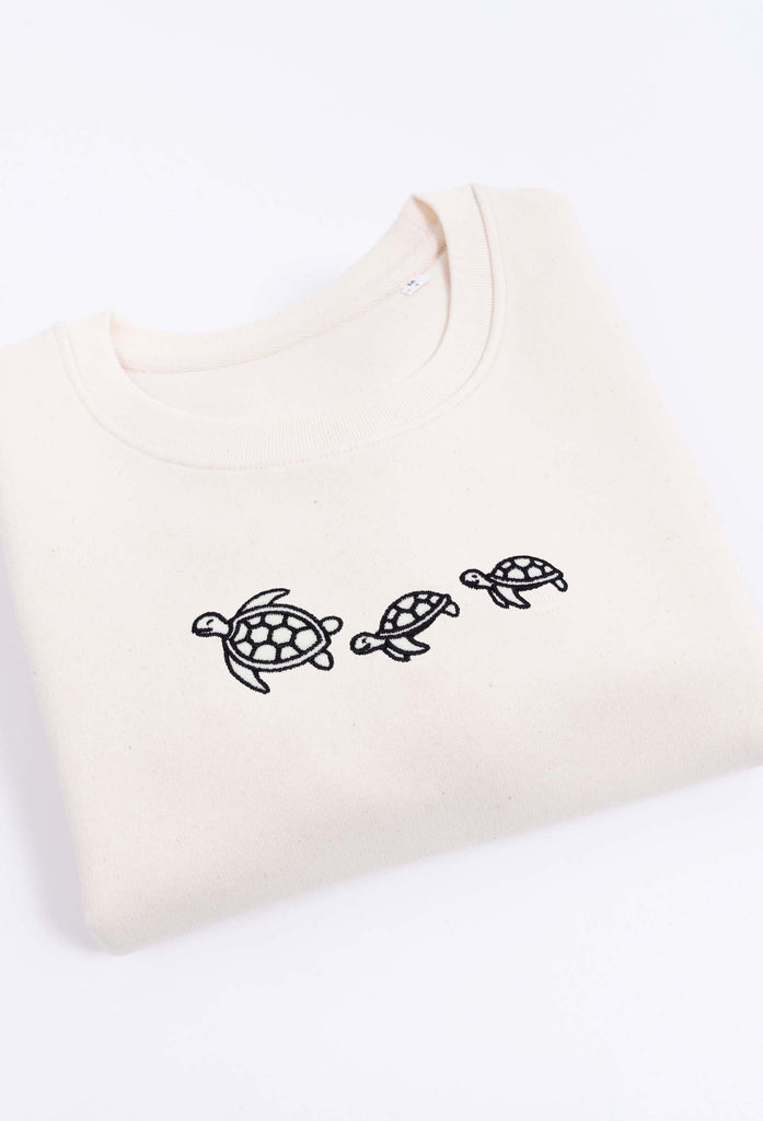 Family of Sea Turtles Unisex Embroidered Organic Sustainable Sweatshirt Jumper Big Wild Thought