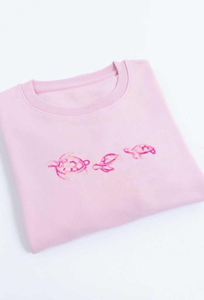 Family of Sea Turtles Unisex Embroidered Organic Sustainable Sweatshirt Jumper Big Wild Thought