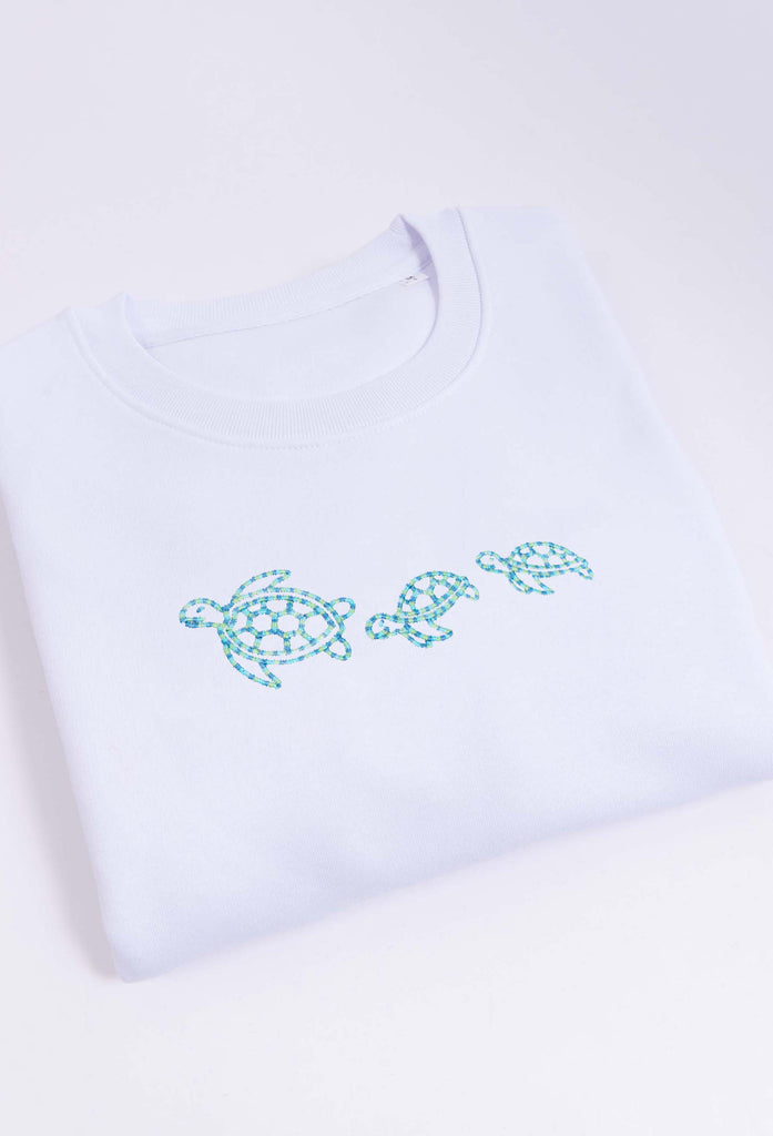 Family of Sea Turtles Unisex Embroidered Organic Sustainable Sweatshirt Jumper Big Wild Thought