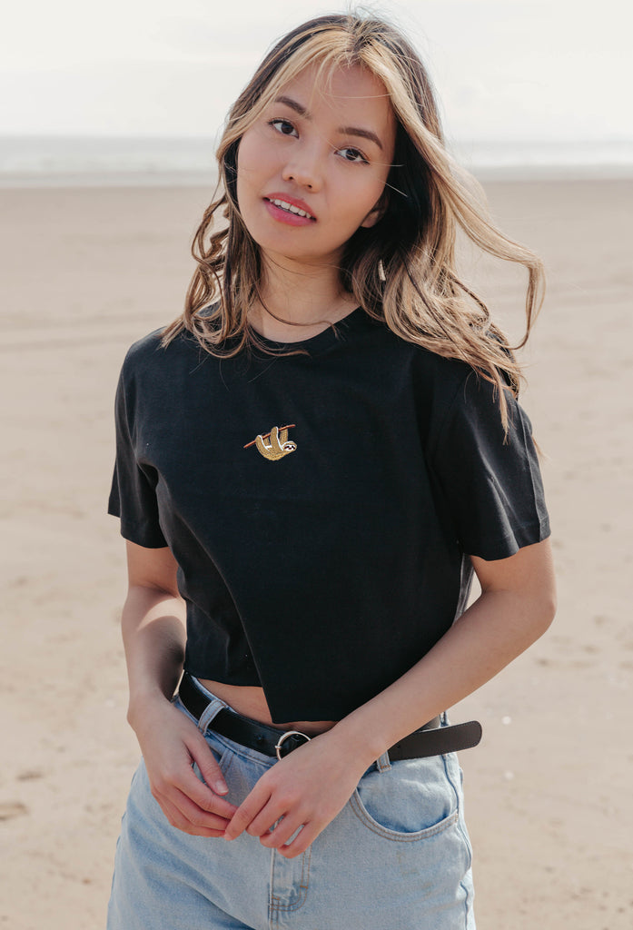 sloth womens cropped t-shirt Big Wild Thought