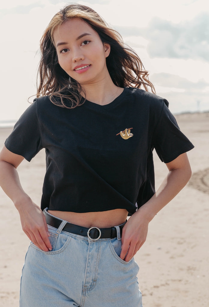 sloth womens cropped t-shirt Big Wild Thought