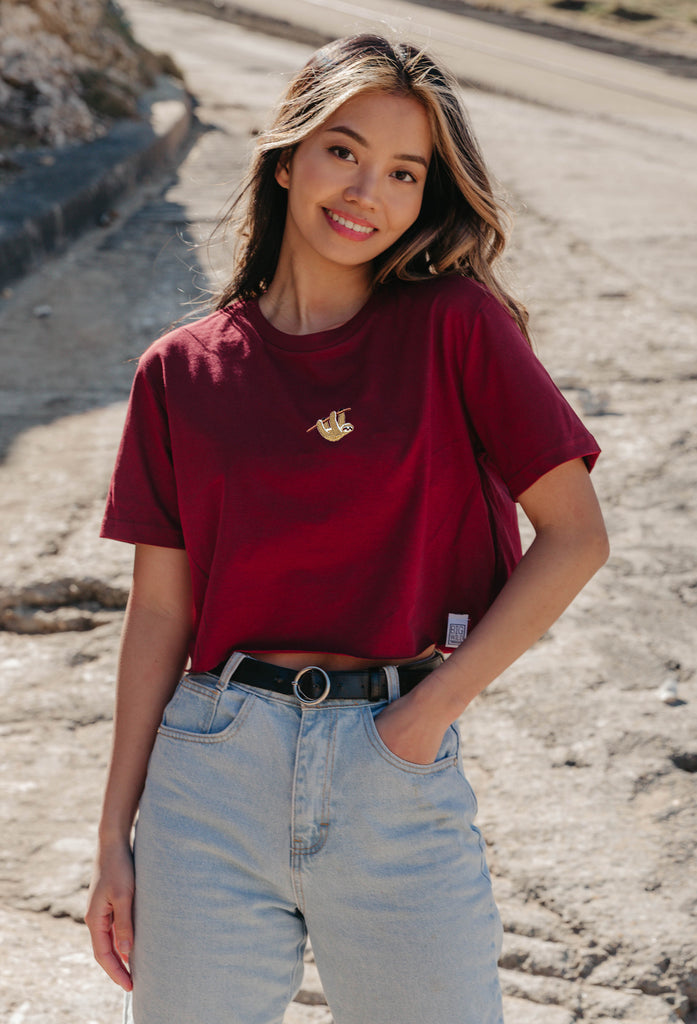 sloth womens cropped t-shirt Big Wild Thought
