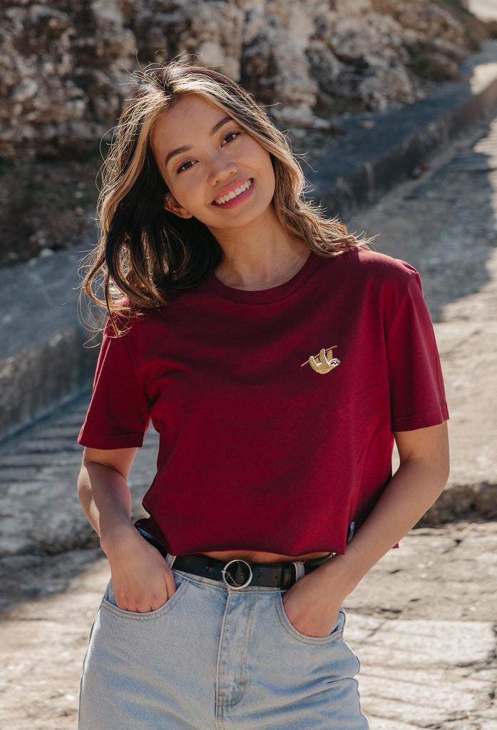 sloth womens cropped t-shirt Big Wild Thought