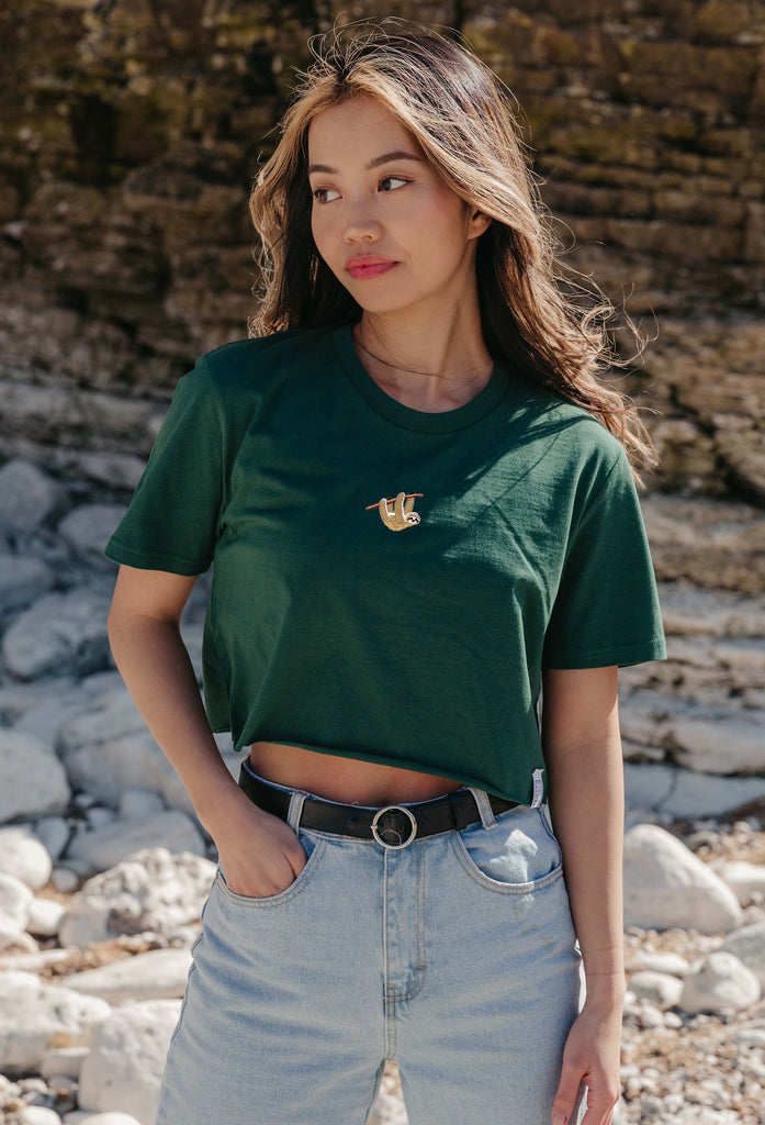 sloth womens cropped t-shirt Big Wild Thought