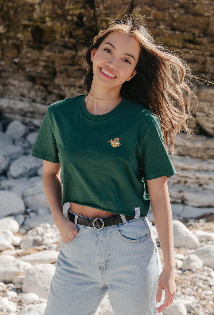 sloth womens cropped t-shirt Big Wild Thought