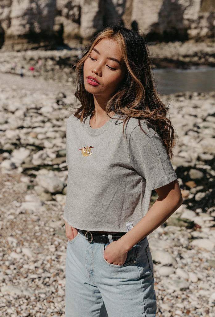sloth womens cropped t-shirt Big Wild Thought
