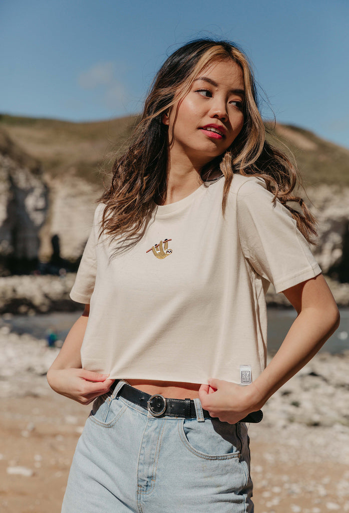sloth womens cropped t-shirt Big Wild Thought