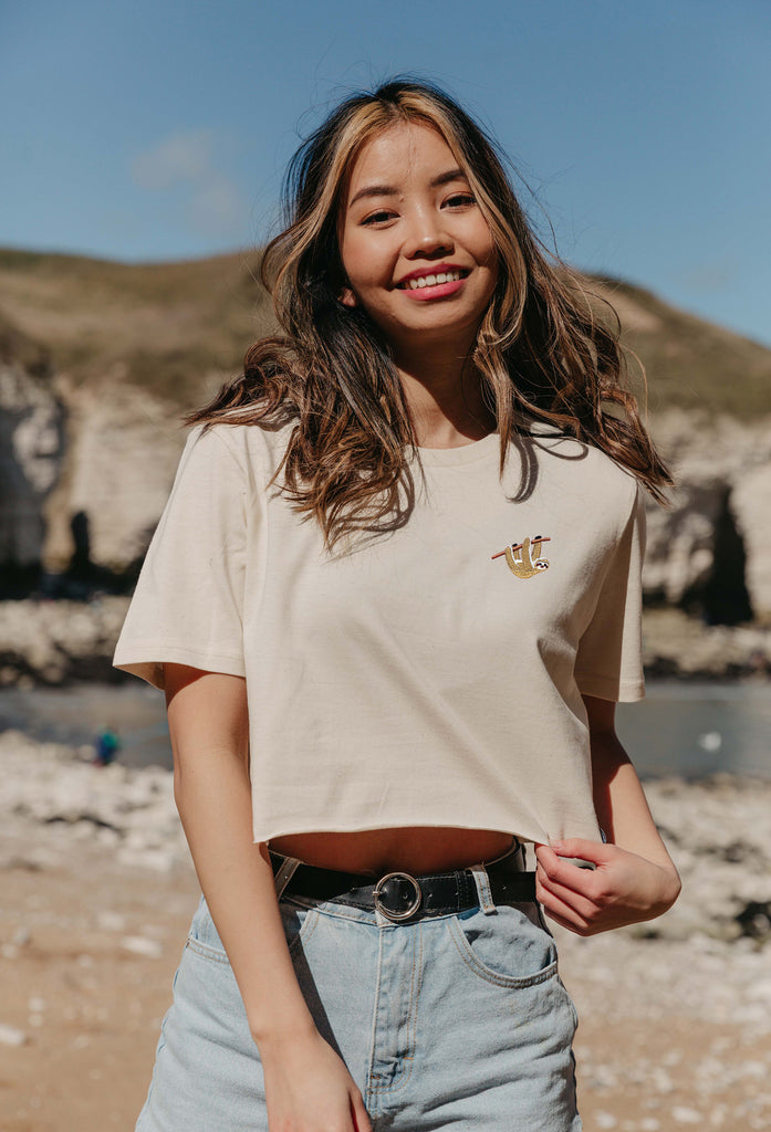 sloth womens cropped t-shirt Big Wild Thought
