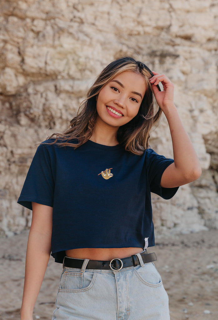 sloth womens cropped t-shirt Big Wild Thought