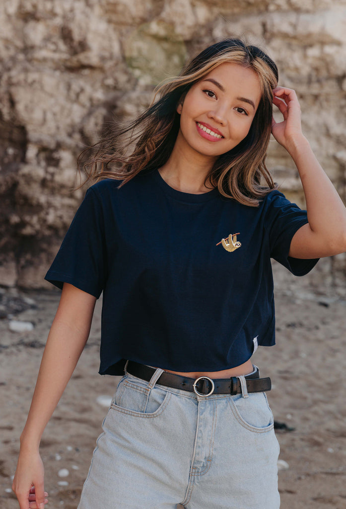 sloth womens cropped t-shirt Big Wild Thought