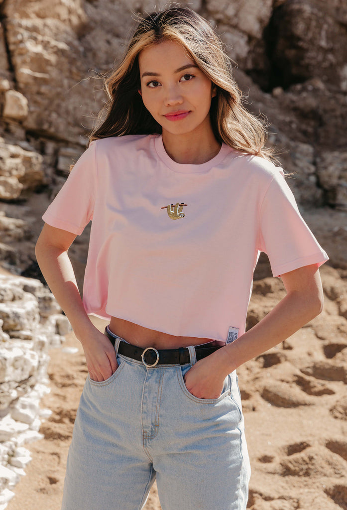 sloth womens cropped t-shirt Big Wild Thought