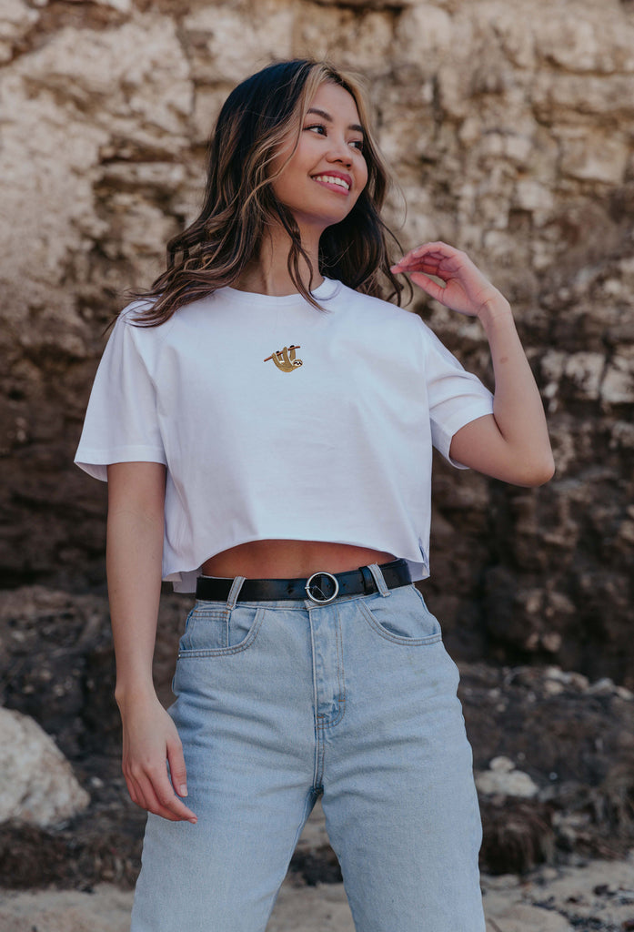 sloth womens cropped t-shirt Big Wild Thought