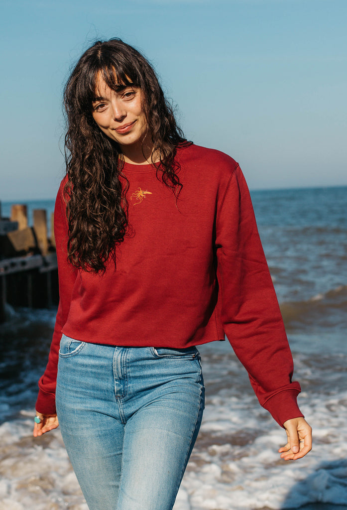 giant squid womens cropped sweatshirt Big Wild Thought