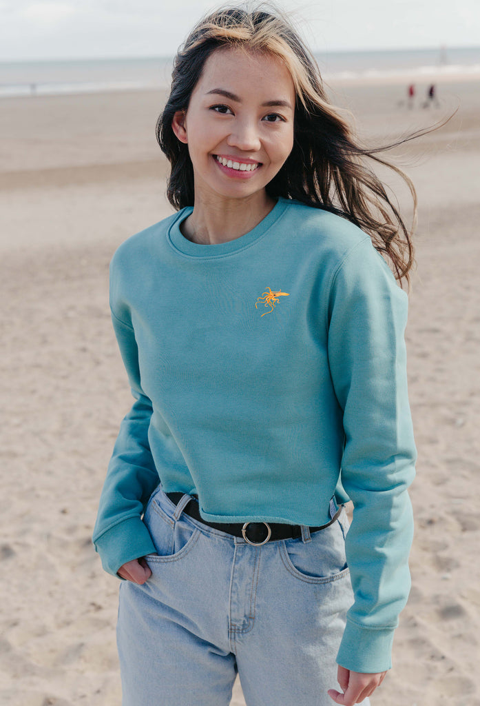 giant squid womens cropped sweatshirt Big Wild Thought