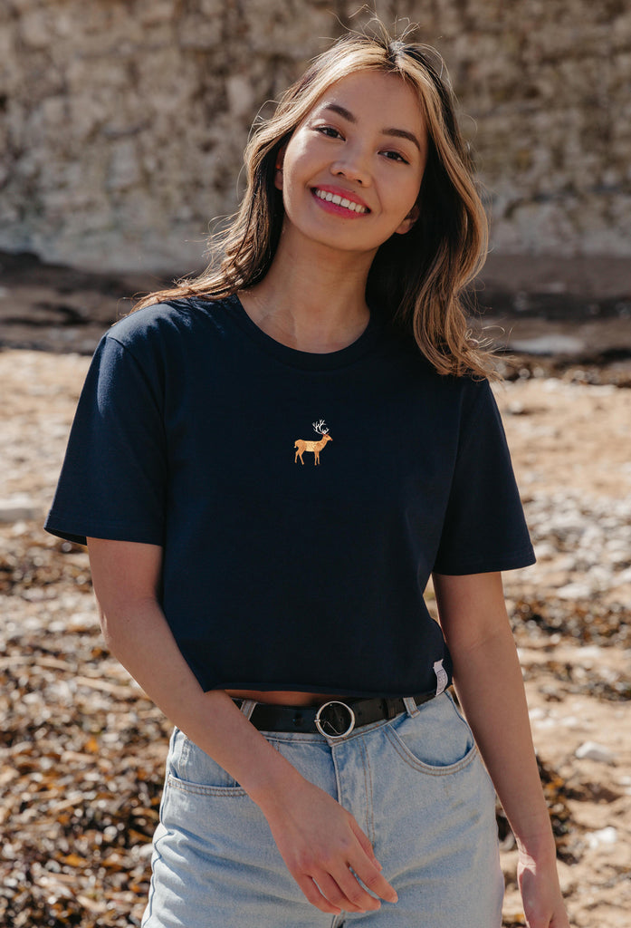stag womens cropped t-shirt Big Wild Thought