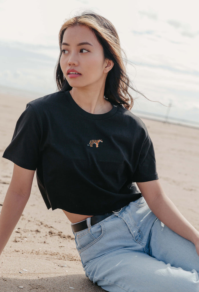tiger womens cropped t-shirt Big Wild Thought