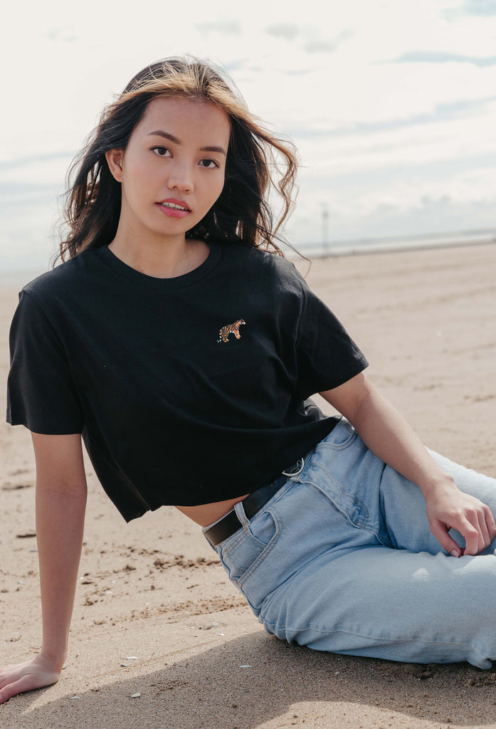 tiger womens cropped t-shirt Big Wild Thought