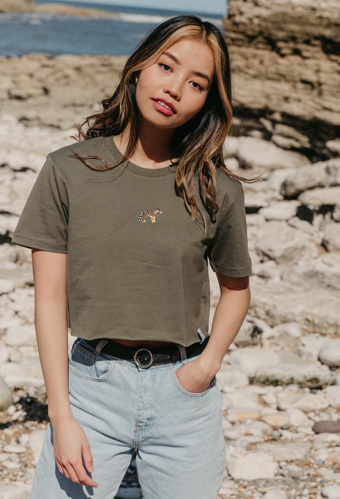 tiger womens cropped t-shirt Big Wild Thought