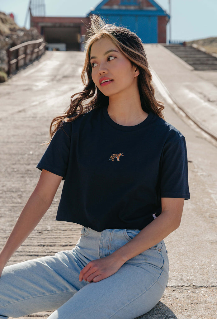 tiger womens cropped t-shirt Big Wild Thought