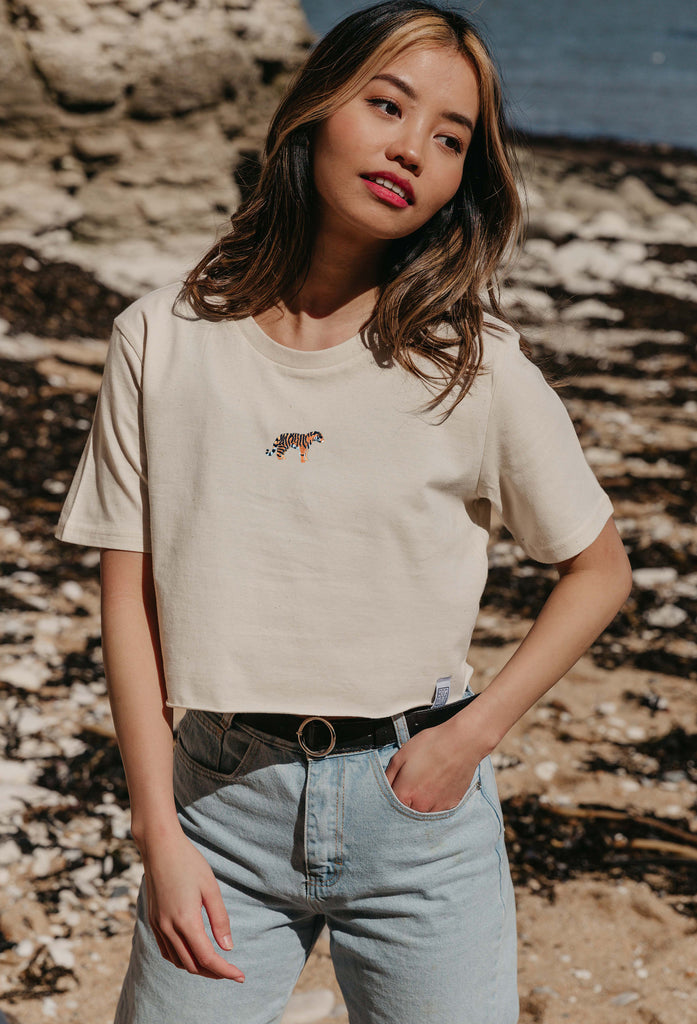 tiger womens cropped t-shirt Big Wild Thought